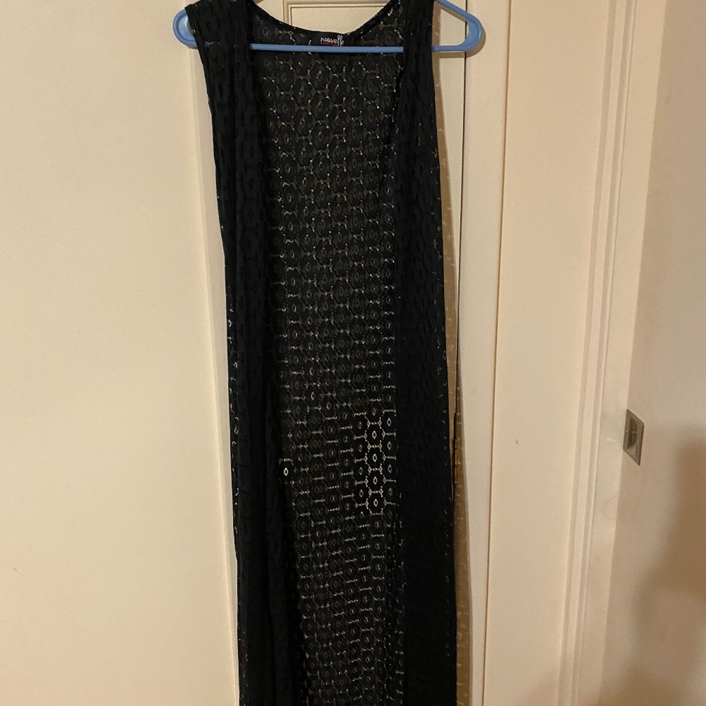 Black lace floral vest